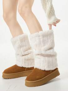 1双毛绒腿套，加厚小腿套，女士保暖腿套，适合秋冬季节，可搭配雪地靴穿着 - 彩色 - 查看 9