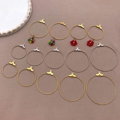 10 יחידות נירוסטה היפואלרגנית 20/25/30/35/40 מ"מ עגול מעגל חרוזים חישוק עגיל ממצאי עגילים מלאכת תכשיטי ביצוע