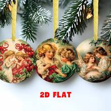 9pcs Acrylic Christmas Ornaments - Victorian Style Angel Festive Hanging Decor For Fireplace, Home & Garden, Round Christmas Tree Decorations, Holiday Party Gifts, Best For Christmas
