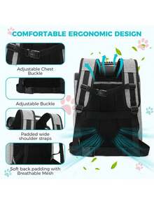 DOGAT Zaino pieghevole per animali domestici, per gatti e cani di piccola taglia, borsa da trasporto traspirante con finestre in rete, diverse opzioni di trasporto, fino a 7 kg - Grigio - Visualizzare 6