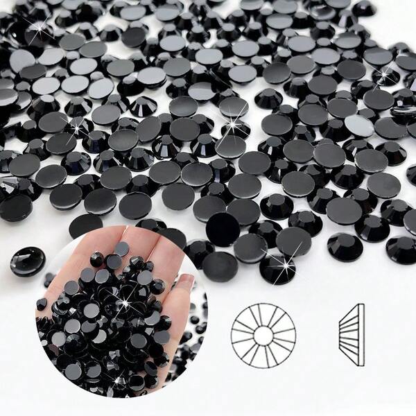 2mm-6mm Resin Rhinestone, Flat Bottom Diamond, Black Non-Thermal Repair Crystal Diamond, Used In DIY Crafts, Cups, Bottles, Glasses, Clothes, Loose Glitter Crystal Stone, Craft Decoration