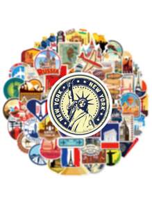 50/100 Stück Retro Reise Aufkleber, geeignet für Laptop Dekoration, wasserfestes PVC Material, Motorradhelm, Auto Aufkleber, Geschenkbox Dekoration, Etikett Aufkleber, Umschlag Versiegelung, Graffiti Aufkleber, Gitarre, Notizbuch, Gepäck DIY Dekoration