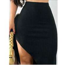 Women's Cropped Set And Skirt With Anaruga Slit - Black - View 3