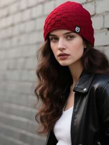 1PC针织帽女棉帽加绒加厚羊毛帽秋冬保暖护耳防寒帽柔软休闲温暖舒适适合滑雪跑步男女成人针织帽