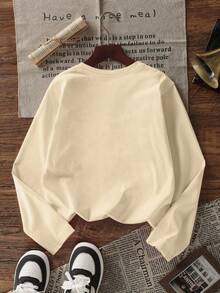 三件套少女印花长袖T恤套装，适合秋冬季叠穿，年轻学生服装，可作外衣或内搭。