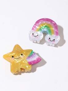 1/2 piezas Pinzas para el cabello de acrílico con diseño lindo de estrella, nube y arcoíris, pinzas personalizadas para coleta, adecuadas para uso al aire libre, fiestas, festivales, San Valentín, Acción de Gracias, Navidad, cumpleaños - Mejor regalo de accesorios para el cabello de clip elegante para mujer para vacaciones