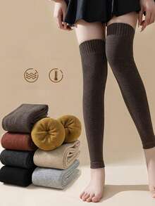 Épais Jambières Doublées de Polaire Montant Jusqu'aux Genoux, Jambières Chaudes, Protège-Genoux, Convient pour l'Automne/l'Hiver