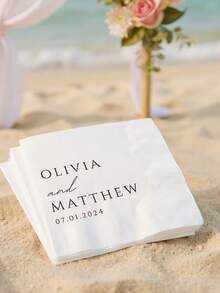 20/40/60/100 Pcs Custom Napkins, Personalized Napkins For Wedding Anniversary, Suitable For Couple, Couples, Romantic Gift, Napkins Disposable Beverage Dessert Napkins For Wedding Table Decorations Engagement Party, Personalized Wedding Napkins, Unique Ideal Gifts For Her, Home & Living, Haunt Your Home, Souvenirs, Reusable, Adorable, High-Quality, Chic Design - 款式3 - 查看 4