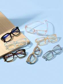 7 szt. europejskich i amerykańskich okularów przeciwsłonecznych blokujących niebieskie światło, kwadratowe, z przezroczystymi soczewkami, nowe minimalistyczne oprawki do okularów w stylu ulicznym