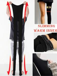 黑色保暖打底裤，高弹保暖裤，冬季无缝保暖紧身裤，男士连裤袜，高腰踩脚保暖裤，带保暖内衬，秋冬保暖裤，女士过膝袜，大码打底裤，长袜保暖裤，带保暖内衬保暖紧身裤，重量约80克/220克/320克或2.8盎司/7.7盎司/11.29盎司 - 黑色 - 查看 6