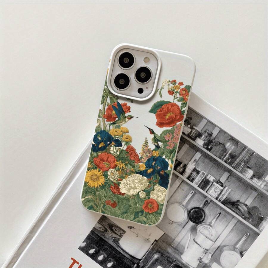 Fundas y carcasas protectoras con orificios grandes, diseño de colibrí y girasol, compatibles con phone 16 Pro, 16, 15 Pro, 14, 14 Plus, 14 Pro, 13, 13 Pro, 12 Pro y 11/11 Pro. Regalos para cumpleaños y celebraciones. - Blanco - Ver 1