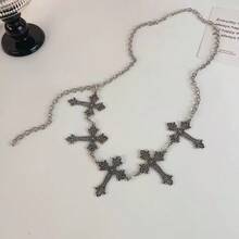 A Hollowed Out Carved Star Pattern Cross Shape Design Sense Splicing Waist Chain Retro Metal Wind Beach Vacation Activities Party Casual Party Temperament Street Shooting Hip-Hop Gothic Daily Versatile Sweet Cool Sexy Light Luxury Fashion Ladies Waist Chain - 一件星星花紋鏤空十字架造型拼接腰鍊 - 查看 7