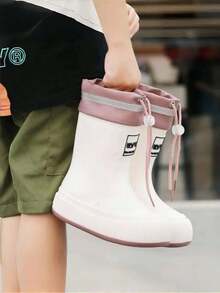 2025 Upgraded Versatile Parent-Child Rain Boots, Children's Rubber Shoes, Unisex Drawstring Lightweight Soft Waterproof Anti-Slip Thick Sole Rain Shoes