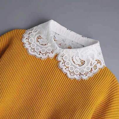 1pc Women's Adjustable Detachable Fake Collar - Elegant Lace Overlay With Hollow Design, Easy Hook-And-Eye Closure For Blouses, Dresses, Formal & Everyday Outfits - Breathable Layering Piece For Casual Formal Events, Versatile Styling, Delicate Pattern, Lightweight Construction, Fashion Enthusiasts Women Fashion Detachable Embroidered Lace Collar Accessory
