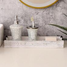 Rustic Wooden Serving Trays Rectangular With Handle,Ottoman Tray For Living Room 16 Inch Long For Serving Wine(Whitewashed)