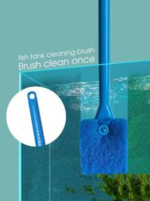 1 件水族箱清洁刷，长柄无盲区刷头，双面刷，清洁内墙，清洁工具，藻类刮刀，玻璃清洁刷