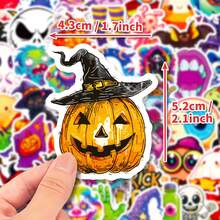 50pcs Matte Halloween Cartoon Ghost & Wizard Hat Stickers, Suitable For Asymmetrical Shaped Phone Cases, Laptops, Water Bottles, Scrapbooks, Diaries - Multicolor - View 6