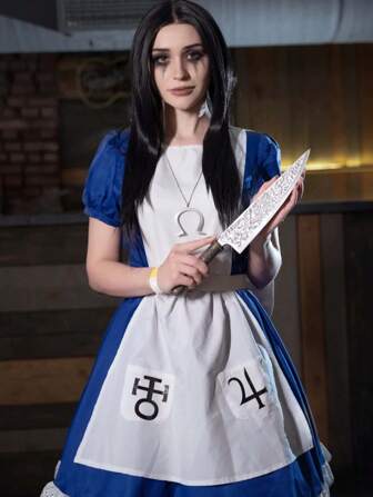 1pc Alice In Wonderland Crazy Return Maid Costume, Cosplay Stage Performance Outfit ,Halloween Costume