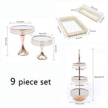 9 Pieces Cake Stand Set,Cake Stand For Party,Gold Metal Cup Cake Stand Holder Set For Dessert,Table Plate Cupcake Round Cake Pedestals Stand Display Serving Tower For Wedding Brithday Party Celebration Home Decoration - 金色 - 查看 9