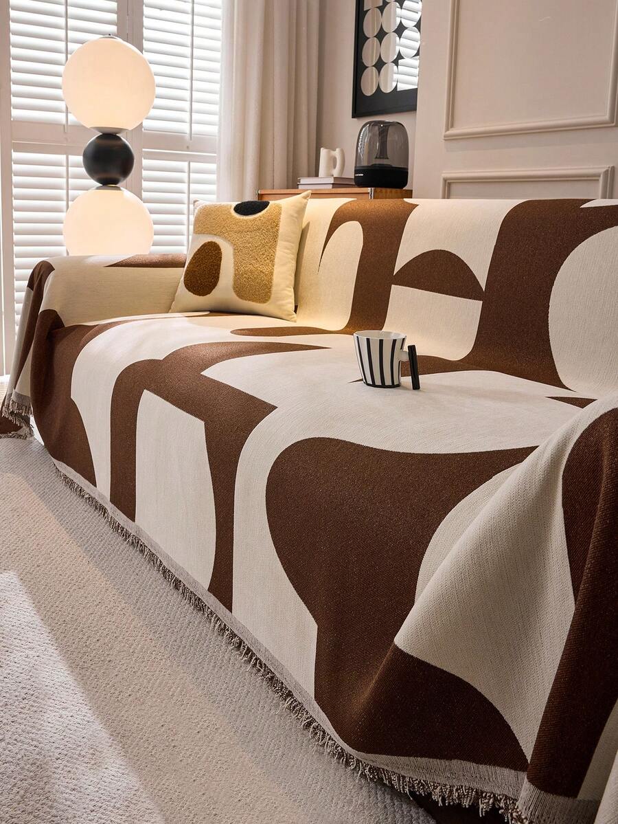 1 Vỏ bọc ghế sofa chống mèo cào mới, cảm giác sang trọng, phù hợp với mọi mùa, chăn sofa có họa tiết hình tròn