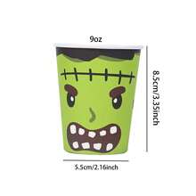 10/20/40/60pcs,Halloween Green Cartoon Disposable 9oz Cups,Green Monster Paper Cups, Funny Cartoon Party Cups For Juice Coffee Hot Cold Drink Party Table Decoration, Trick Or Treat Supplies