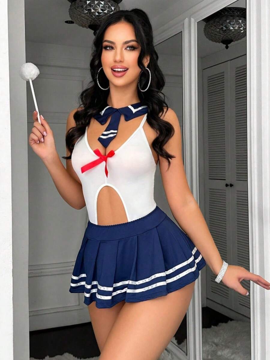 Women's Sexy Dresses, Sexy Lingerie, Sexy Dresses, Uniform Role-Playing Costumes, Gifts For Lovers, Sizes S-XL - 藍白色 - 查看 1