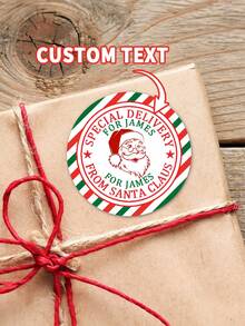 15 buc autocolante personalizate Moș Crăciun, text personalizat, 6x6cm/2,36x2,36 inci, de la Moș Crăciun, Arctic Express, etichete autocolante circulare personalizate pentru cadouri cu Moș Crăciun, material PVC, perfecte pentru sigilarea cadourilor și plicurilor, potrivite pentru el și ea, cadouri ideale, cadouri surpriză, cadouri personalizate, autocolante pentru decorațiuni de sărbători