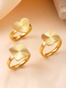 1/3pcs Minimalist Geometric Heart, Clover, Butterfly Stainless Steel Rings, Suitable For Teenagers Daily Wear (Random Style)