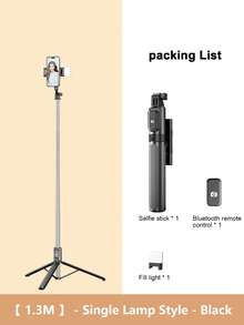 Nuevo palo de selfie inalámbrico Bluetooth de 1.7M/1.3M, equipado con luz de relleno LED de 3 colores, soporte portátil de acero inoxidable para teléfono móvil rotativo 360°, ligero y portátil, compatible con iPhone 16 15 14 13 12 11e/Max/Pro/Xs/Xr/X/Plus, Galaxy S25/S24/S23/S22Ultra, y smartphones Android como GoPro, adecuado para viajes/selfies para vacaciones de verano, viajes, actividades al aire libre, trípode para transmisión en vivo