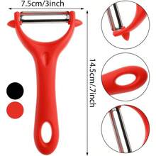2 Pcs Y - Shaped Swivel Potato Peeler, Stainless Steel Vegetable Peeler Peeler Kitchen - Black and Red + Y-Shaped - View 4