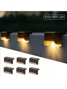 32 piezas Luces solares LED de jardín en negro/blanco/marrón, luces para escaleras para decoración exterior - Terraza, escalones, barandilla, pared, patio, jardín, escaleras, patio, valla y camino de entrada, control multicolor, adecuado para decoración del hogar y decoración de barandillas