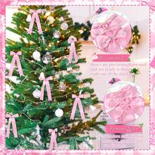 24 Pcs Pink Satin Ribbon Bows, Christmas Tree Bows Wreath Bows Rustic Large Tree Topper Bow For Door Windows Xmas Home Wedding Decorations Indoor Outdoor Christmas Decorations Winter Room Decor