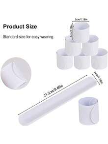 48pcs- White DIY Clap Bracelet, Halloween, Christmas Party Small Gifts, DIY Craft Project Clap Bracelet, Birthday Party, Handmade Project Clap Wristband, Game Activity Painting Craft Project - White - View 8