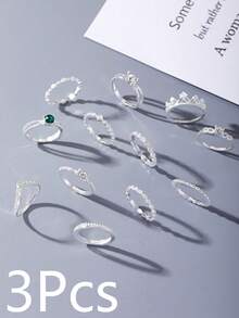 12/13/17/24/29/36件/套夏季优雅银戒指，波西米亚风，适合女士日常佩戴、海滩度假、旅行、母亲节、情人节、圣诞节、万圣节、礼物 - 彩色 - 查看 18