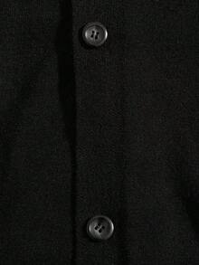 1件青少年男童简约舒适休闲百搭纯色针织开衫毛衣，厚实保暖，适合春、秋、冬三季穿着。 - 黑色 - 查看 6