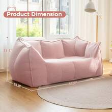 Giant Bean Bag Chair Sofa For Adults Single Sofa/Loveseat With Spacious Design Bean Bag Couch With Armrest, Lounge Lazy Floor BeanBag Chair, Cozy Fluffy Couch For Living Room, Bedroom & Dorm - Baby Pink - View 3
