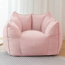Giant Bean Bag Chair Sofa For Adults Single Sofa/Loveseat With Spacious Design Bean Bag Couch With Armrest, Lounge Lazy Floor BeanBag Chair, Cozy Fluffy Couch For Living Room, Bedroom & Dorm - Baby Pink - View 2