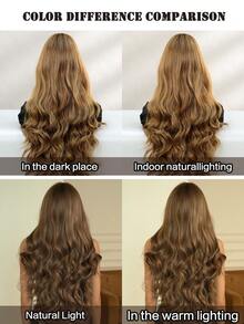 7JHH WIGS Brown Highlight Wigs Loose Extra Long Wavy Wigs For Women, Synthetic Wave Curly Wig With Bangs, Silky Soft Heat Resistant Fiber Hair For Daily Wear, Music Festivals Celebrations Party Use 30 Inch - 亞麻棕 - 查看 7