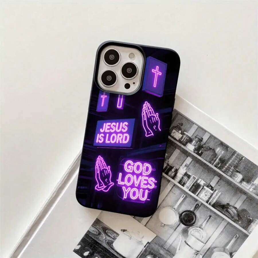 Fundas para teléfono con orificios grandes y letras moradas brillantes, diseñadas para modelos que incluyen 16 Pro, 16, 15 Pro, 14, 14 Plus, 14 Pro, 13, 13 Pro, 12 Pro y la serie 11/11 Pro. Regalos para cumpleaños y celebraciones. - Negro - Ver 1