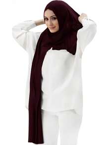 Pre-Sewn Instant Slip-On Modal Jersey Hijab Scarf Wrap Women - Đỏ sẫm - Xem 9