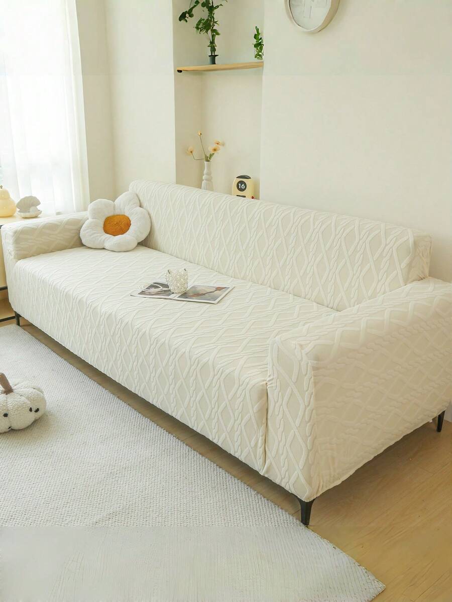 1pc 1/2/3/4 Seat Elastic Diamond Patterned Sofa Cover - Sofa Set, Thick Jacquard Velvet Fabric Sofa Protective Cover, Suitable For Living Room, Study, Office Sofas