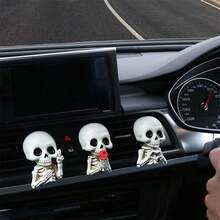 Halloween  Skull Aromatherapy Clip - Decorative Statue For Car/Home Holiday Decor