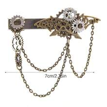 Retro Punk Mechanical Gear Hair Clip, Gothic Bat Chain Side Hair Clip Accessory - A - View 6