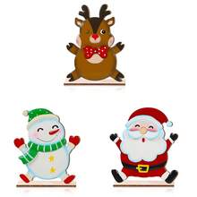1/200 Juegos disponibles, 2 piezas/Juego Reno, muñeco de nieve y Papá Noel de Navidad mini y lindos, decoración de centro de mesa de comedor de madera, divertido de abrazar con las manos abiertas, decoración rural, decoración del hogar con tema navideño, decoración de escritorio del centro comercial - Multicolor - Ver 9