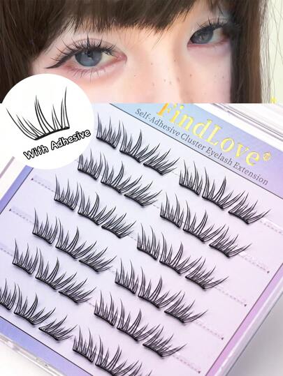 36 pezzi di ciglie finte a forma di occhio di gatto, con rivestimento adesivo, effetto soffice e naturale, senza colla, lunghezza 10-12mm, riutilizzabili, set regalo adatto per uso quotidiano per donne e ragazze