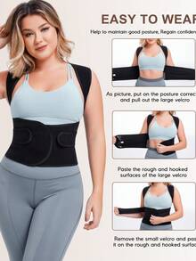 可调节背部矫正器、肩部矫正器、全背部支撑、缓解上背部和下背部疼痛 - 脊柱侧弯、改善背部姿势并提供腰部支撑。男女通用背部支架姿势矫正器、肩部矫正器、可调节全背部支撑、缓解上背部和下背部疼痛 - 脊柱侧弯、改善背部姿势并提供腰部支撑 - 黑色 - 查看 5