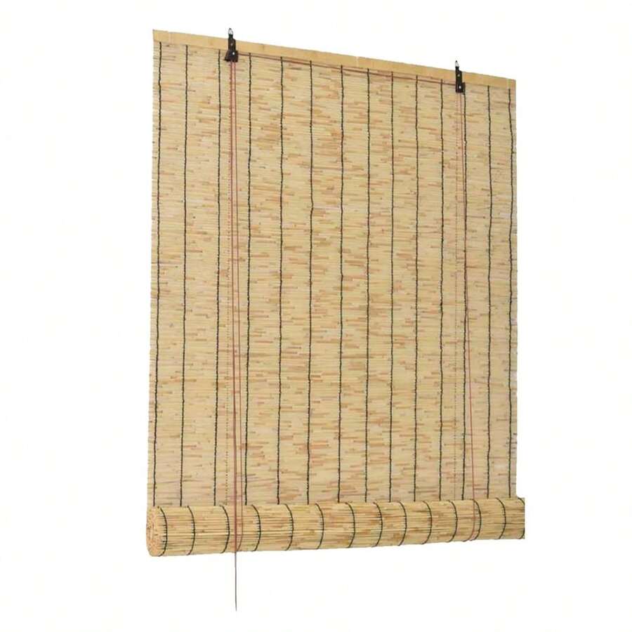 CLIKYA-Bamboo Effect Roller Blind, Bamboo Roller Blind, Breathable Blackout Curtains, Roller Blinds For Windows, Suitable For Indoor And Outdoor Use, A Variety Of Sizes - Màu be - Xem 1