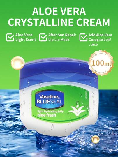 Vaseline 1瓶100毫升凡士林芦荟啫喱，三重提纯矿物油+天然芦荟，温和舒缓干燥敏感肌肤，适合所有肤质，秋冬季紧急保湿