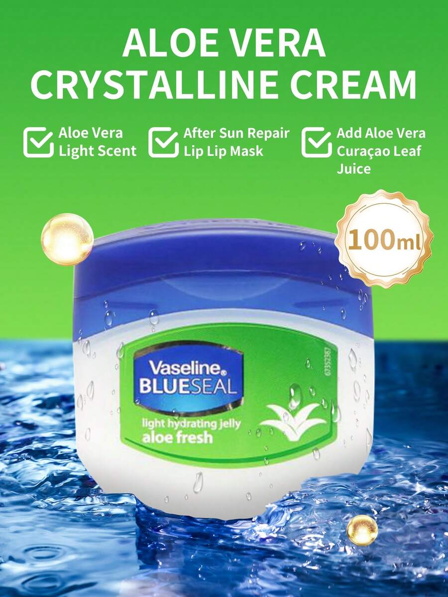 Vaseline 1瓶100毫升凡士林芦荟啫喱，三重提纯矿物油+天然芦荟，温和舒缓干燥敏感肌肤，适合所有肤质，秋冬季紧急保湿 - 綠色 - 查看 1