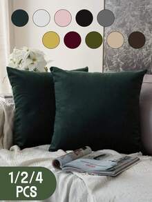 1/2/4 pièces Housses de coussin en velours hollandais de couleur unie, housses de coussin décoratives douces, literie, housses de coussin uniquement sans inserts, fermeture éclair, convient pour le canapé, le lit, la chambre, le salon, la décoration de la maison et divers types de pièces, textiles de maison respirants confortables et douillets - Multicolore - Voir 9